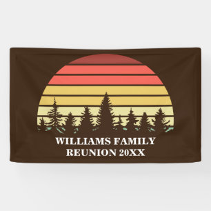 Retro Sunset Custom Family Reunion Party Brown Banner