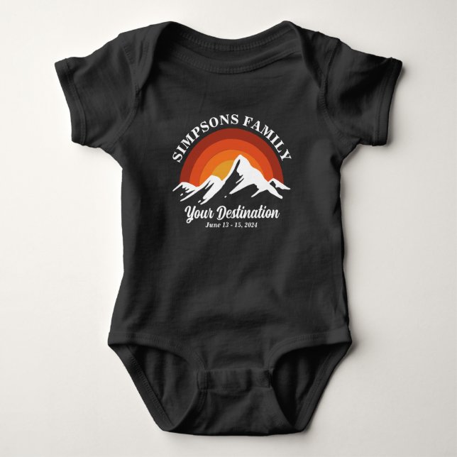 Retro Sunset Custom Family Vacation Group Matching Baby Bodysuit (Front)
