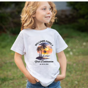 Retro Sunset Custom Family Vacation Group Matching T-Shirt