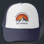Retro Sunset Custom Family Vacation Group Matching Trucker Hat<br><div class="desc">Experience nostalgia with our customisable "Retro Sunset Family Vacation" matching trucker hat. Featuring a vibrant sunset behind majestic mountains,  this design can include your family name and destination,  perfect for trips,  reunions,  or summer adventures. Celebrate togetherness in style and make unforgettable memories. Ideal for photo ops and keepsakes.</div>