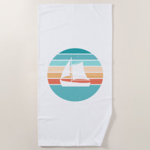 Retro Sunset Distressed Effect + Sailboat Beach Towel