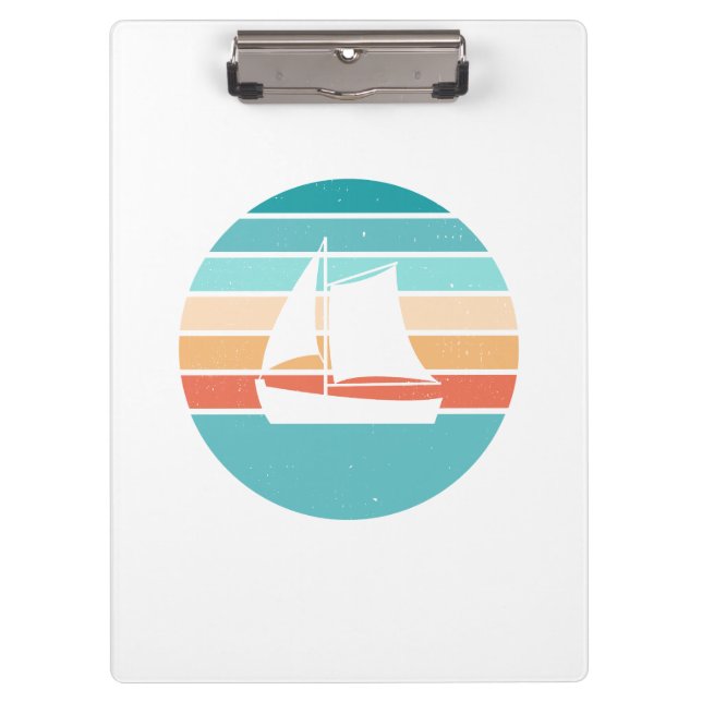 Retro Sunset Distressed Effect + Sailboat Clipboard (Front)