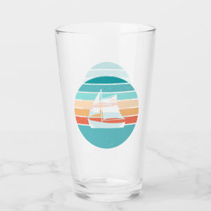 Retro Sunset Distressed Effect + Sailboat Glass
