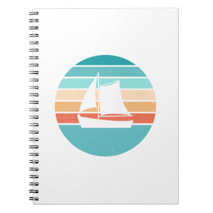 Retro Sunset Distressed Effect + Sailboat Notebook