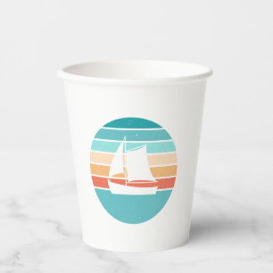Retro Sunset Distressed Effect + Sailboat Paper Cups