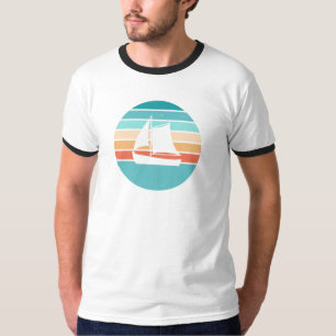Retro Sunset Distressed Effect + Sailboat T-Shirt