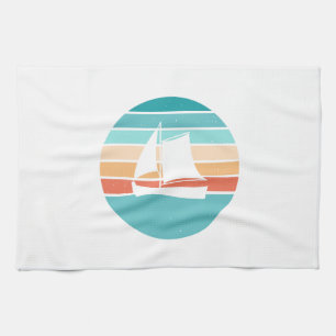 Retro Sunset Distressed Effect + Sailboat Tea Towel