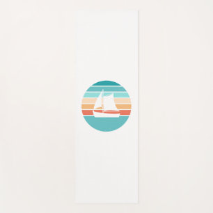 Retro Sunset Distressed Effect + Sailboat Yoga Mat