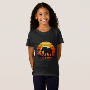 Retro Sunset Elephant Silhouette T-Shirt