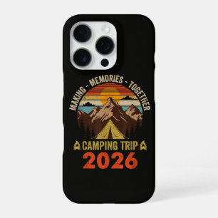Retro Sunset Family Camping Trip 2026 iPhone 16 Pro Case