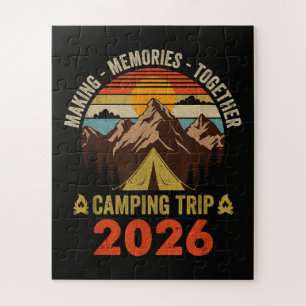 Retro Sunset Family Camping Trip 2026 Jigsaw Puzzle