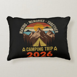 Retro Sunset Family Camping Trip 2026 Matching Decorative Cushion