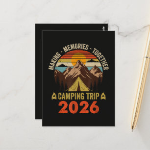 Retro Sunset Family Camping Trip 2026 Postcard