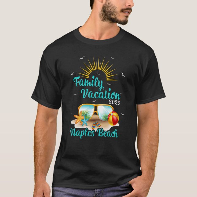 Retro Sunset Family Vacation 2023 Florida Naples B T-Shirt (Front)