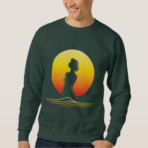 Retro sunset female silhouette sweatshirt