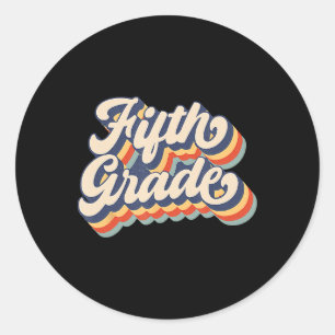 Retro Sunset Fifth Grade Teacher And Student Byck  Classic Round Sticker
