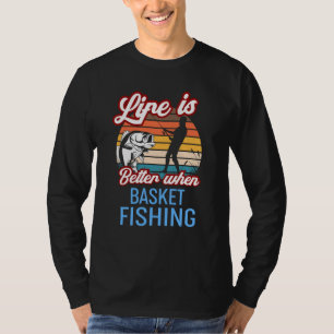 Retro Sunset Fishing  When Basket Fishing T-Shirt