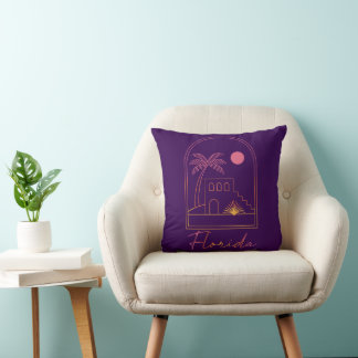 Retro Sunset Florida Vibe Cushion