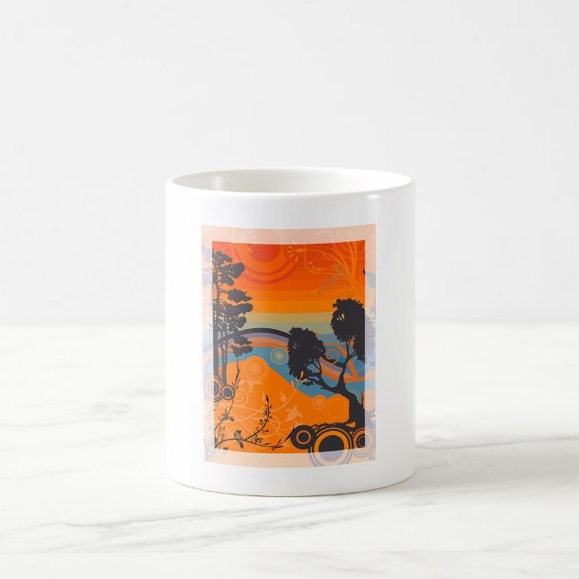 Retro Sunset Forest Landscape Abstract Coffee Mug (Creator Uploaded)
