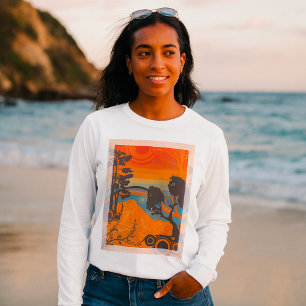 Retro Sunset Forest Landscape Abstract T-Shirt