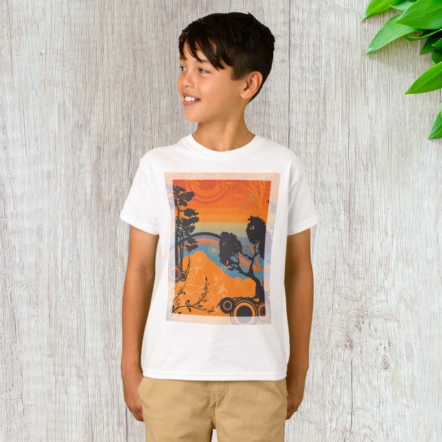 Retro Sunset Forest Landscape Abstract T-Shirt (Creator Uploaded)