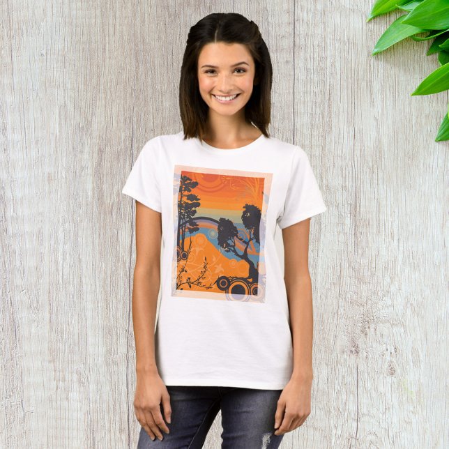 Retro Sunset Forest Landscape Abstract T-Shirt (Creator Uploaded)