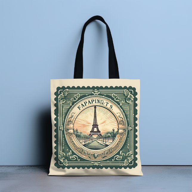 Retro Sunset French Eiffel Tower Paris France Tote Bag (Creator Uploaded)