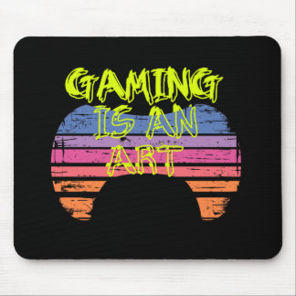 Retro Sunset Gaming Controller Art Gamer Quote Mouse Pad