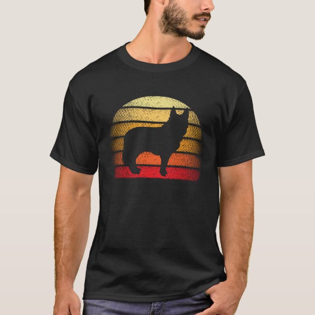 Retro Sunset German Shepherd Dog  Theme T-Shirt (Front)