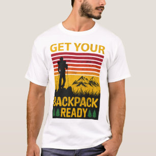 Retro Sunset Get Your Backpack Ready Trekking Tee