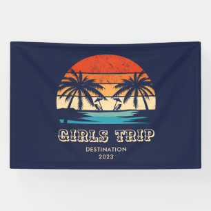 Retro sunset Girls trip bachelorette Party Banner