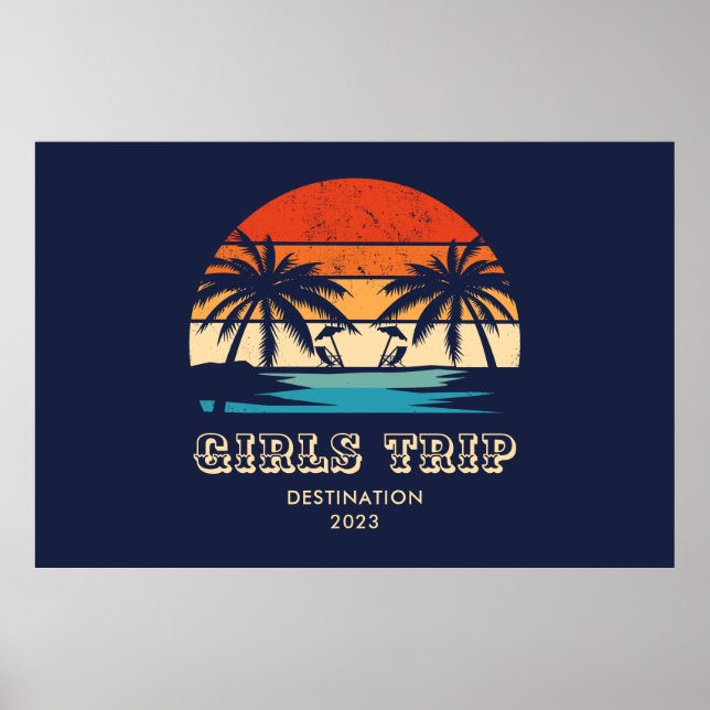Retro sunset Girls trip bachelorette Party Poster (Front)