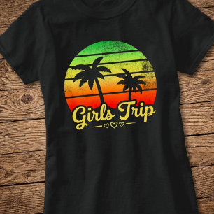 Retro Sunset Girls Trip Vintage Beach Vacation T-Shirt