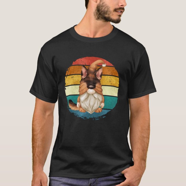 Retro Sunset Gnome For Dog Mum And German Shepherd T-Shirt (Front)