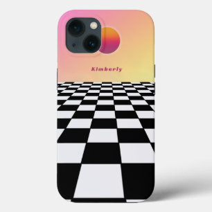 Retro Sunset Gradient Chequerboard iPhone 13 Case