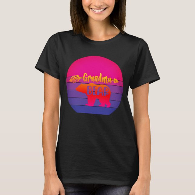 Retro Sunset Grandma Bear T-Shirt (Front)