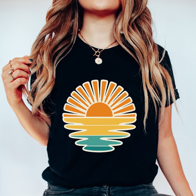 Retro Sunset Graphic; Summer Sun & Sea  T-Shirt (Creator Uploaded)