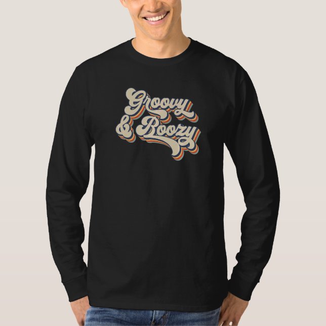 Retro Sunset Groovy & Boozy Bachelorette Party Bri T-Shirt (Front)