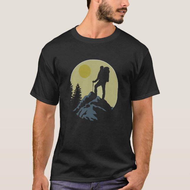 Retro Sunset Hiking Hiking Is My Therapy T-Shirt (Front)