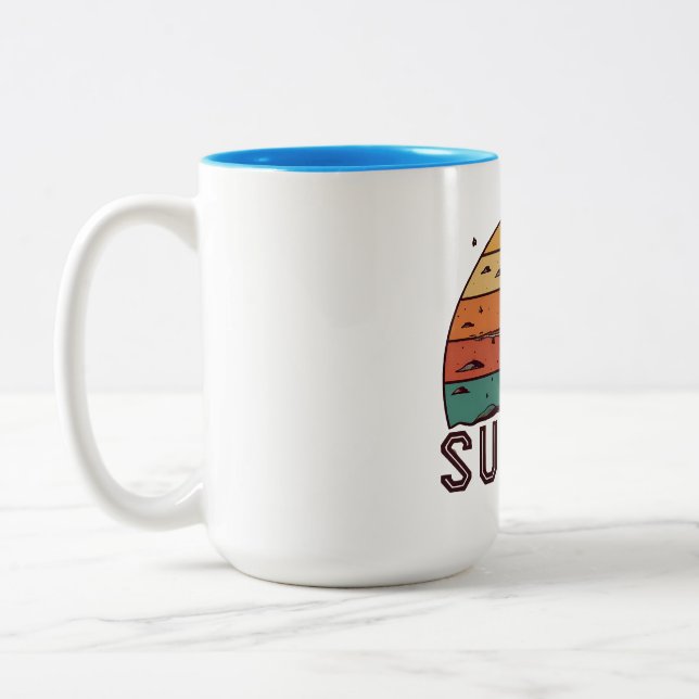 Retro Sunset Horizon Graphic Mug' Two-Tone Coffee Mug (Left)
