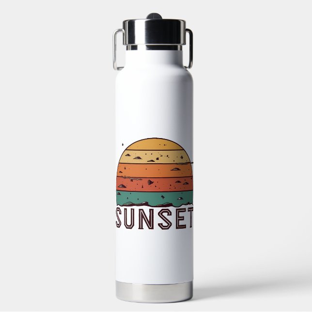 Retro Sunset Horizon Graphic Mug' Water Bottle (Front)