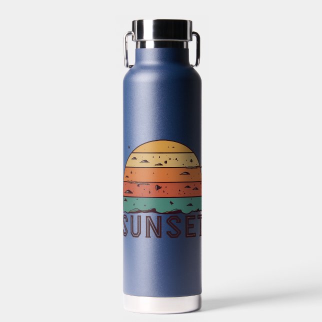Retro Sunset Horizon Graphic Mug' Water Bottle (Front)