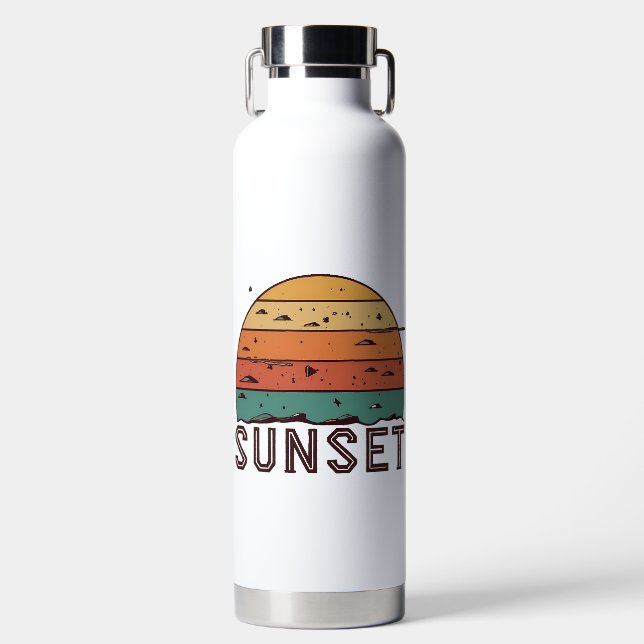 Retro Sunset Horizon Graphic Mug' Water Bottle (Front)