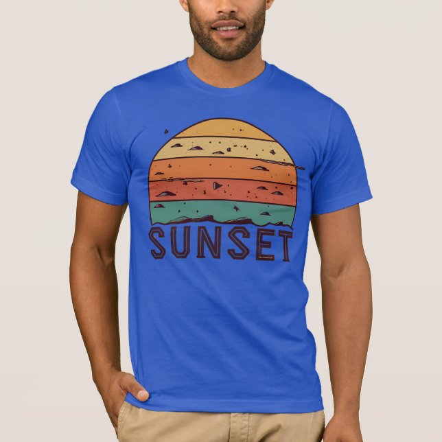 Retro Sunset Horizon Graphic T-Shirt (Front)