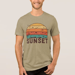 Retro Sunset Horizon Graphic T-Shirt Tri-Blend Shirt