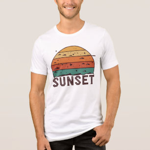 Retro Sunset Horizon Graphic T-Shirt Tri-Blend Shirt