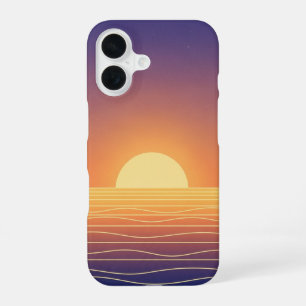 Retro Sunset Horizon iPhone 16 Case