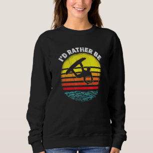Retro Sunset Id Rather be Wakeboarding Sweatshirt