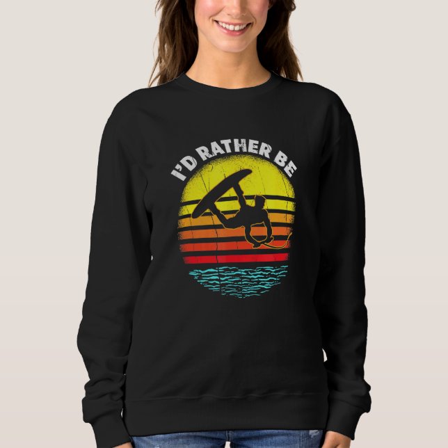 Retro Sunset Id Rather be Wakeboarding Sweatshirt (Front)
