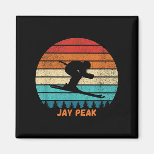 Retro Sunset Jay Peak Vermont Skiing Skier _1  Magnet